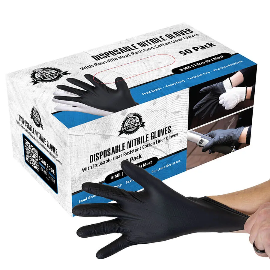 pit-boss-pb-guantes-desechables-de-nitrilo-50-unidades-forros-de-algod-n-reutili image 1