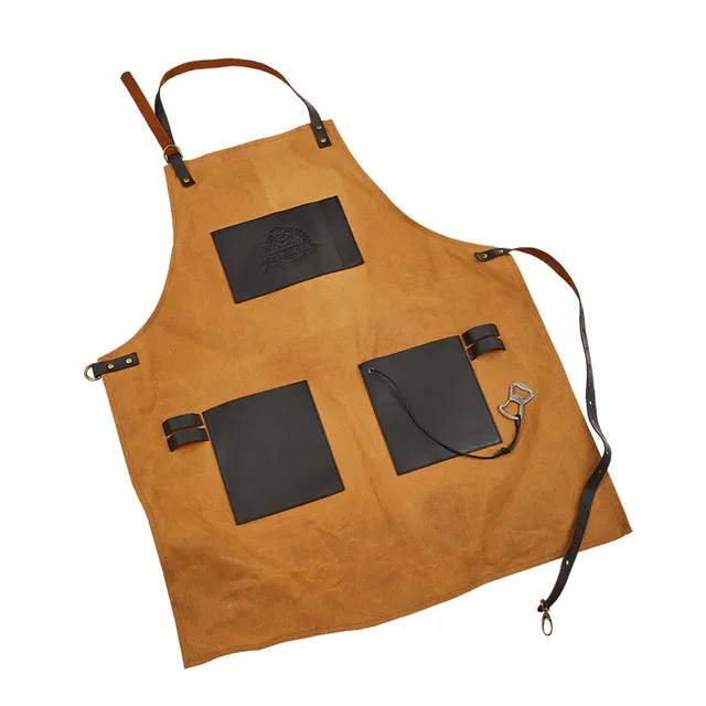 pit-boss-leather-apron-delantal-de-lona-con-bolsillos-de-cuero-repujado-y-abrido image 1