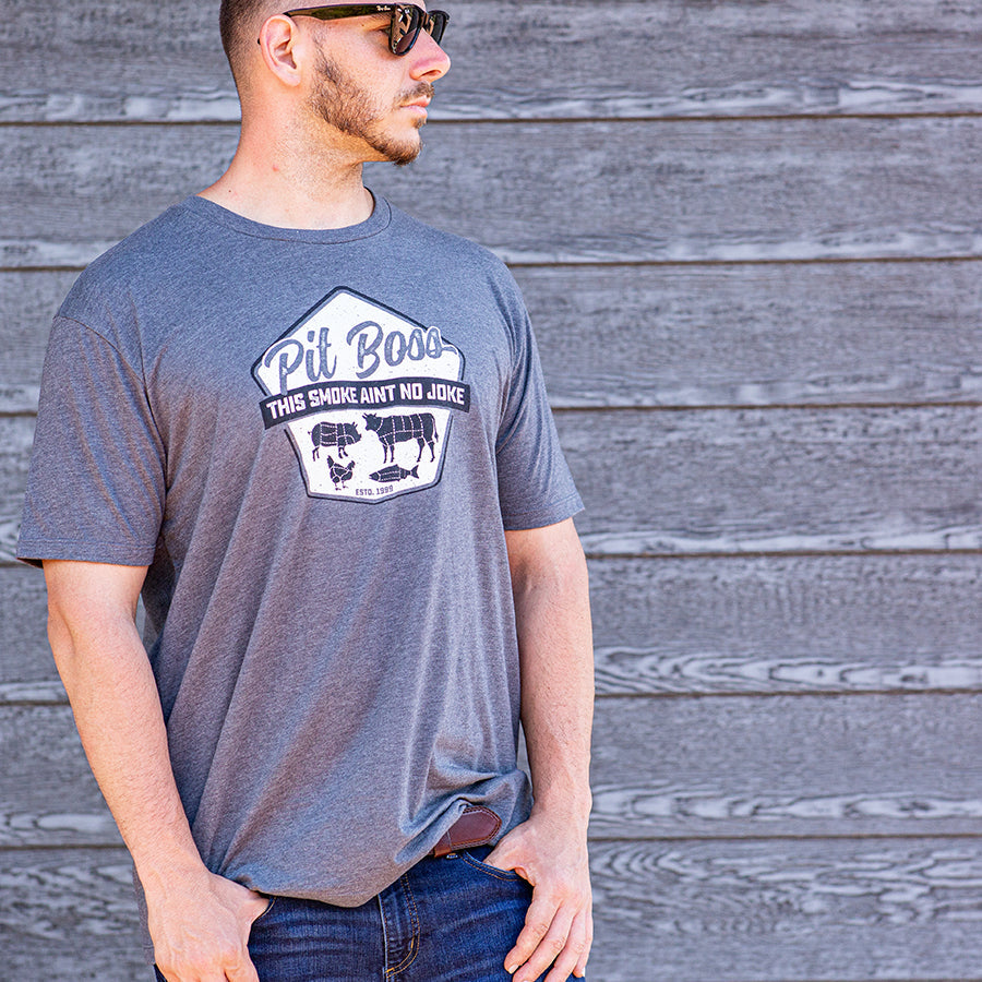 pit-boss-men-s-titanium-heather-masters-of-smoke-t-shirt image 2